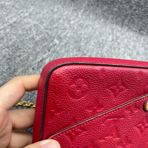 100%  Authentic Louis Vuitton Pochette Felicie Red W/P Monogram Shoulder Bag - Picture 6 of 16